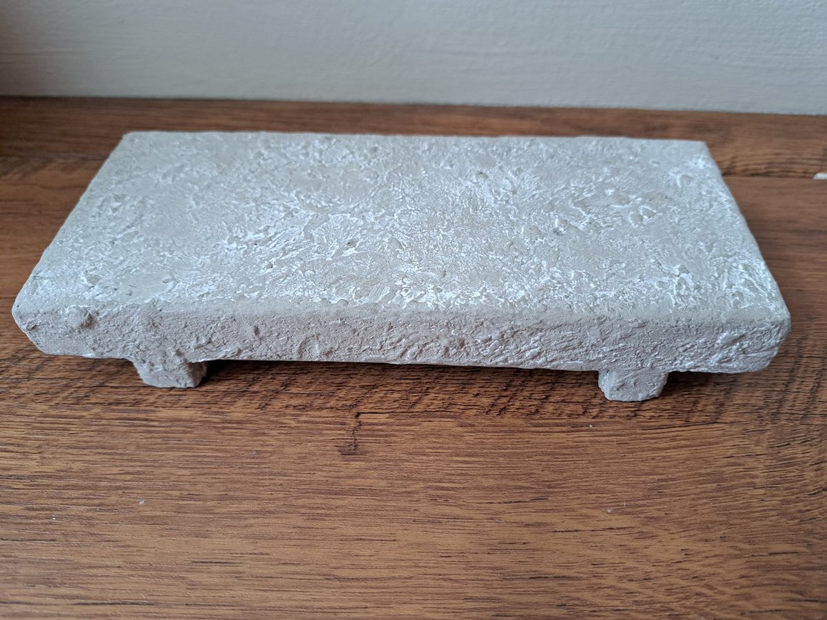 Plateau - Decoratie - Amberblokjes - Cement Lichtgrijs - L20 B8,5 h3,5cm