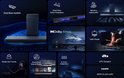 Collage met features van de soundbar: Dolby Atmos, draadloze subwoofer, AI Sonic-Adaptation.