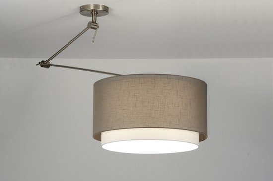 Lumidora Hanglamp 30146 - BERLIN - E27 - Bruin - Taupe - Textiel - ⌀ 47 cm
