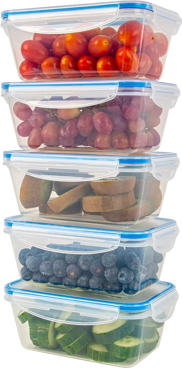 Kunststof vershouddozen met deksel, 100% dicht, lunchbox, broodtrommel, meal prep dozen met deksel, voorraaddozen geschikt voor vaatwasser, magnetron en vriesvak