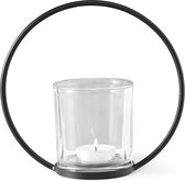 Waxinelichthouder Cirkel Metaal Zwart 18 cm