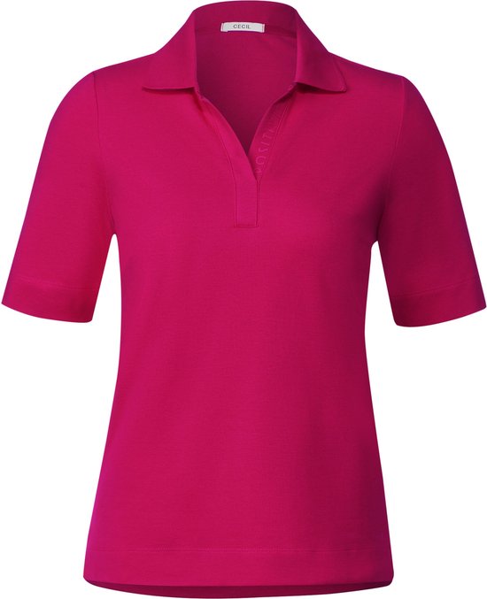 CECIL Piquee Polo Shirt Dames Poloshirt - pink sorbet - Maat XL