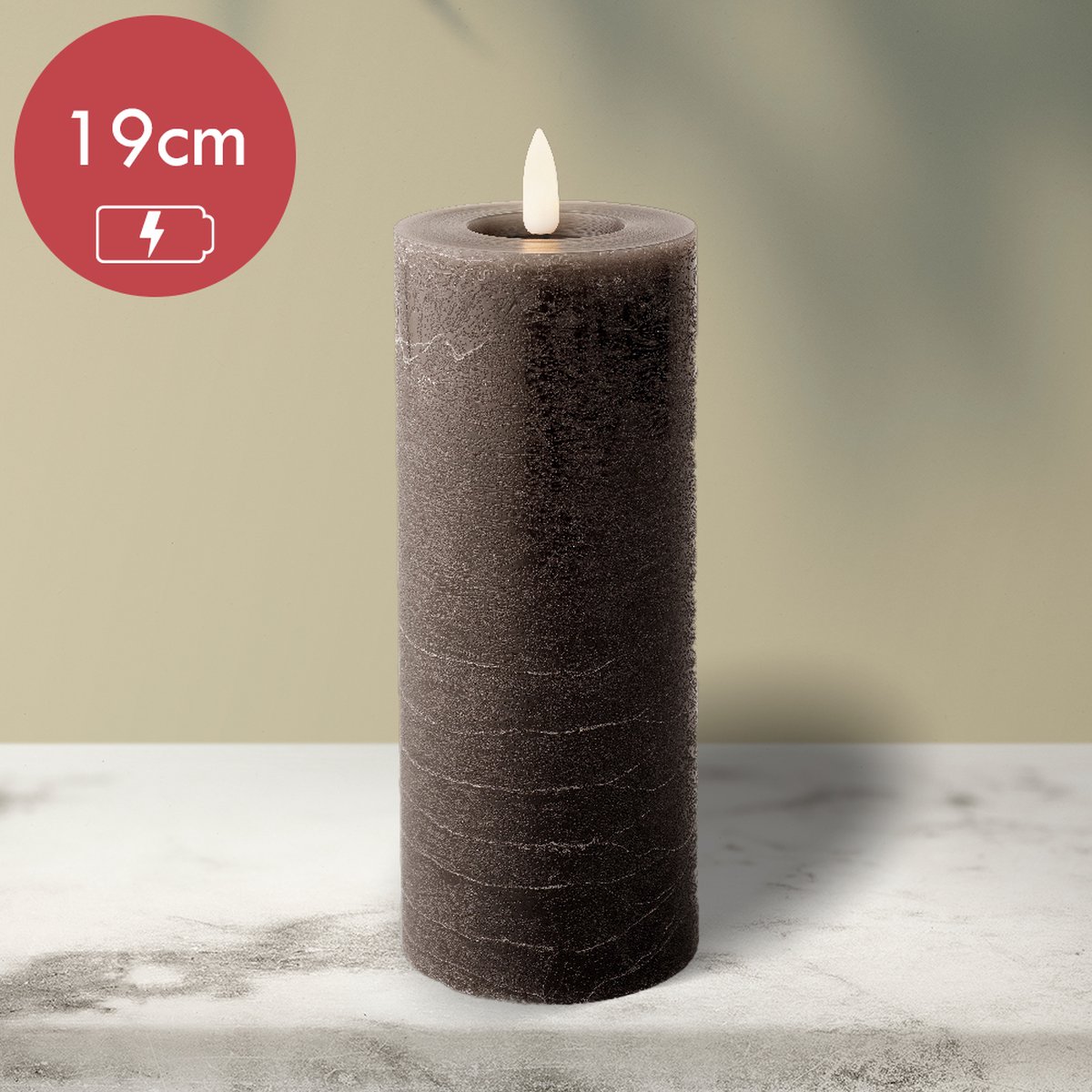 Bougie LED MIJOMA Cire Véritable Flamme Réaliste - Pot Marbre Minuterie 6/18h - Ambiance Chaleureuse