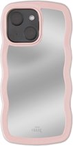 xoxo Wildhearts Wavy mirror case Pink telefoonhoesje - Geschikt voor iPhone 13 - Golvend spiegelhoesje - Wolken hoesje - Schokbestendig - Cloud case - Silicone case met spiegel - Roze
