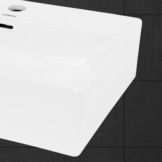 Lavabo avec vidage avec trop-plein 51,5x36x13 cm céramique blanche