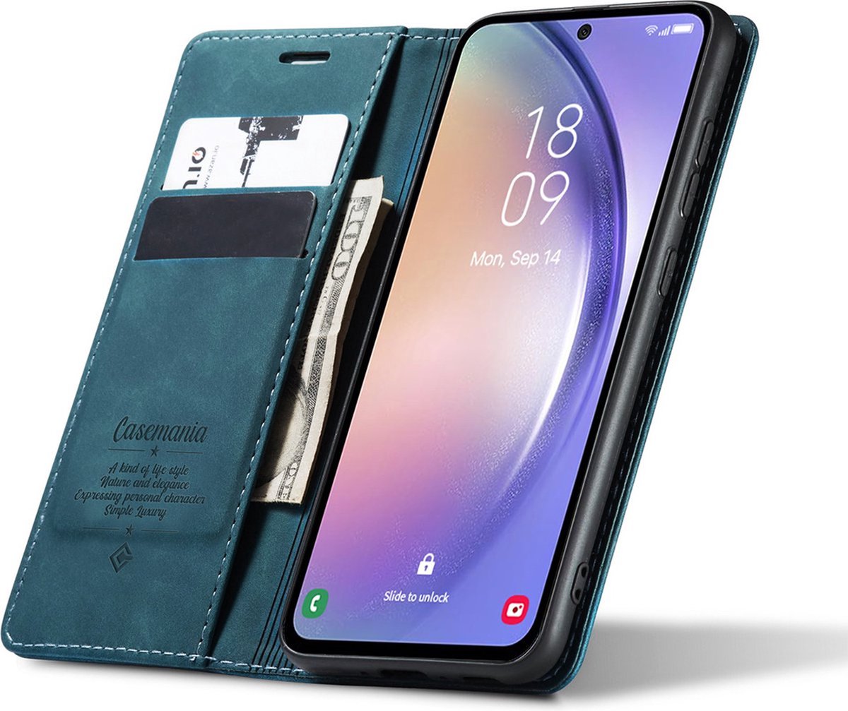 CaseMania Bookcase hoesje geschikt voor Samsung Galaxy A55 - Effen Groen - Kunstleer