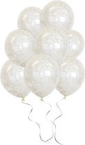LUQ - Luxe Witte Confetti Helium Ballonnen - 50 stuks - Verjaardag Versiering - Decoratie - Latex Confetti Ballon Wit