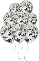 LUQ - Luxe Zwarte Confetti Helium Ballonnen - 50 stuks - Verjaardag Versiering - Decoratie - Latex Confetti Ballon Zwart
