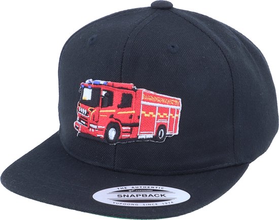 Hatstore- Kids Fire Truck Black Snapback - Kiddo Cap Cap