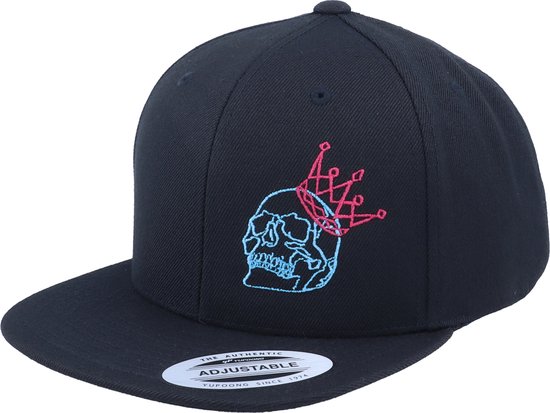 Hatstore- Kids Neon Summer Skull Crown Black Snapback - Kiddo Cap Cap