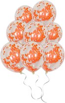 LUQ - Luxe Oranje Confetti Helium Ballonnen - 10 stuks - Verjaardag Versiering - Decoratie - Latex Ballon - Koningsdag