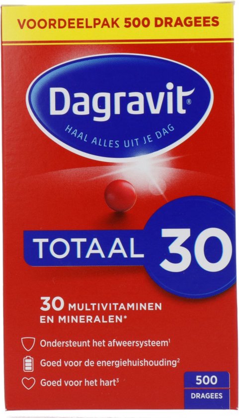Dagravit Totaal 30 multivitaminen voordeelpak 500 dragees.