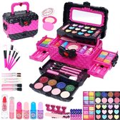 Make up Koffer Meisjes - Kinder Speelkoffer met Inhoud - Makeupset voor Kinderen - Roze met Zwart - 43delige - Voor jouw Prinsesje