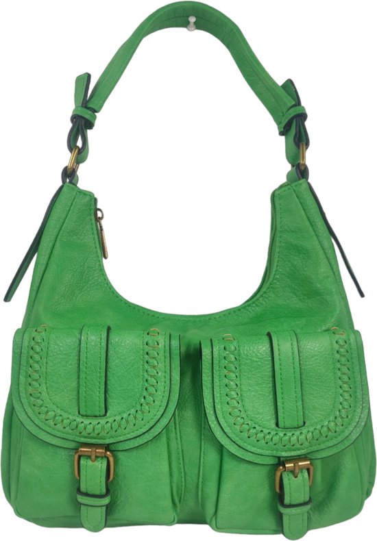 Mandoline - trendy handtas / schoudertas - met verstelbare en afneembare schouderriem - groen