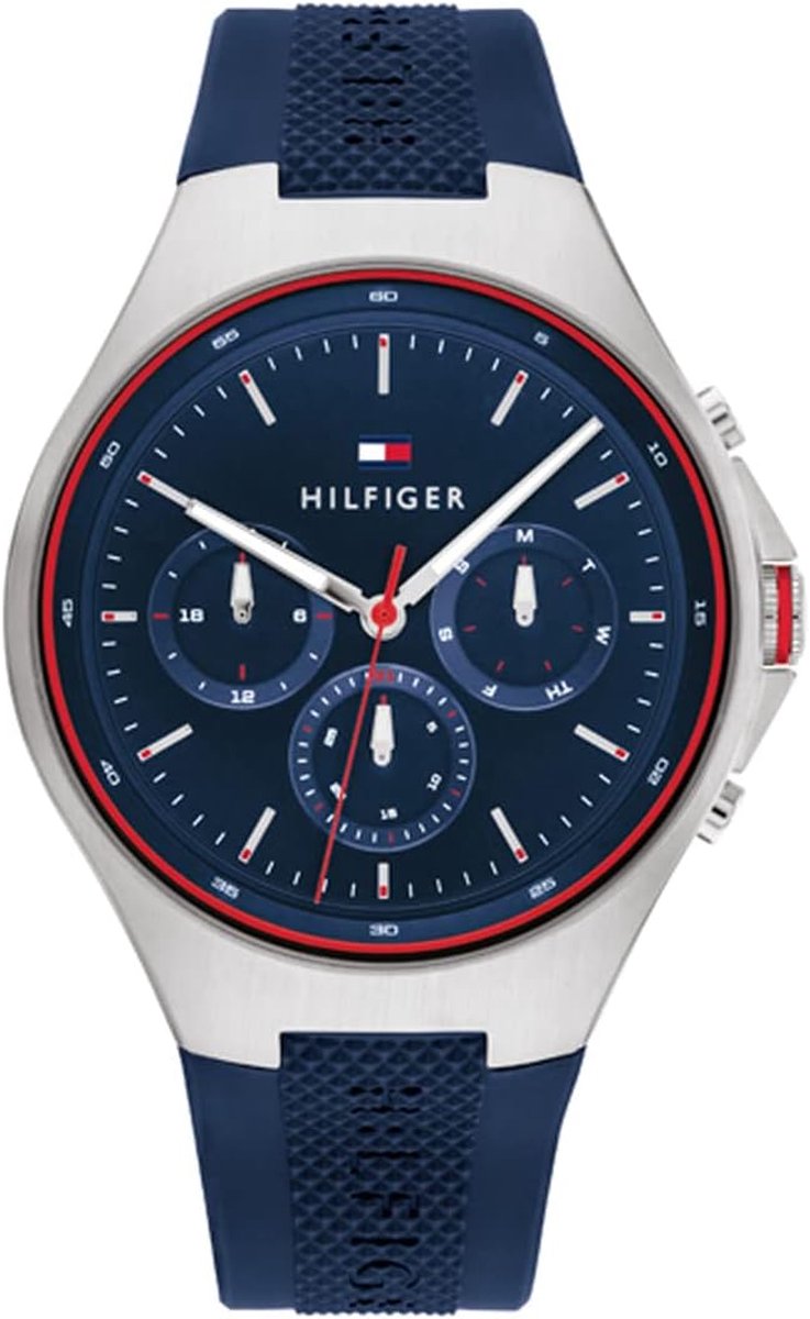 Tommy Hilfiger Justin 1792057 Horloge - Siliconen - Blauw - Ø 45 mm