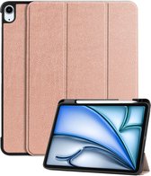 Hoes Geschikt voor iPad Air 6 (11 inch) Hoes Book Case Hoesje Trifold Cover Met Uitsparing Geschikt voor Apple Pencil - Hoesje Geschikt voor iPad Air 2024 (11 inch) Hoesje Bookcase - Rosé goud