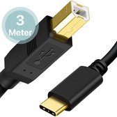 Printerkabel - 3 Meter - USB C naar USB 2.0 B Kabel - Midi Kabel USB C - Printerkabel - Geschikt voor MIDI, Midi Keyboard, Midi Controller, Midi Interface, HP, Brother, Canon, Xerox, Epson, Printer, Scanner, Fax