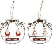 J-Line Kerstmis Hanger Welcome Kerstman/Sneeuwman Metaal Assortiment Van 2