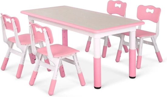 ShopEighty8 - Peuter Multi-Activiteit Tafelset - Set Kindertafel en 4 Stoelen in Hoogte Verstelbaar - Kinder knutseltafel - Roze