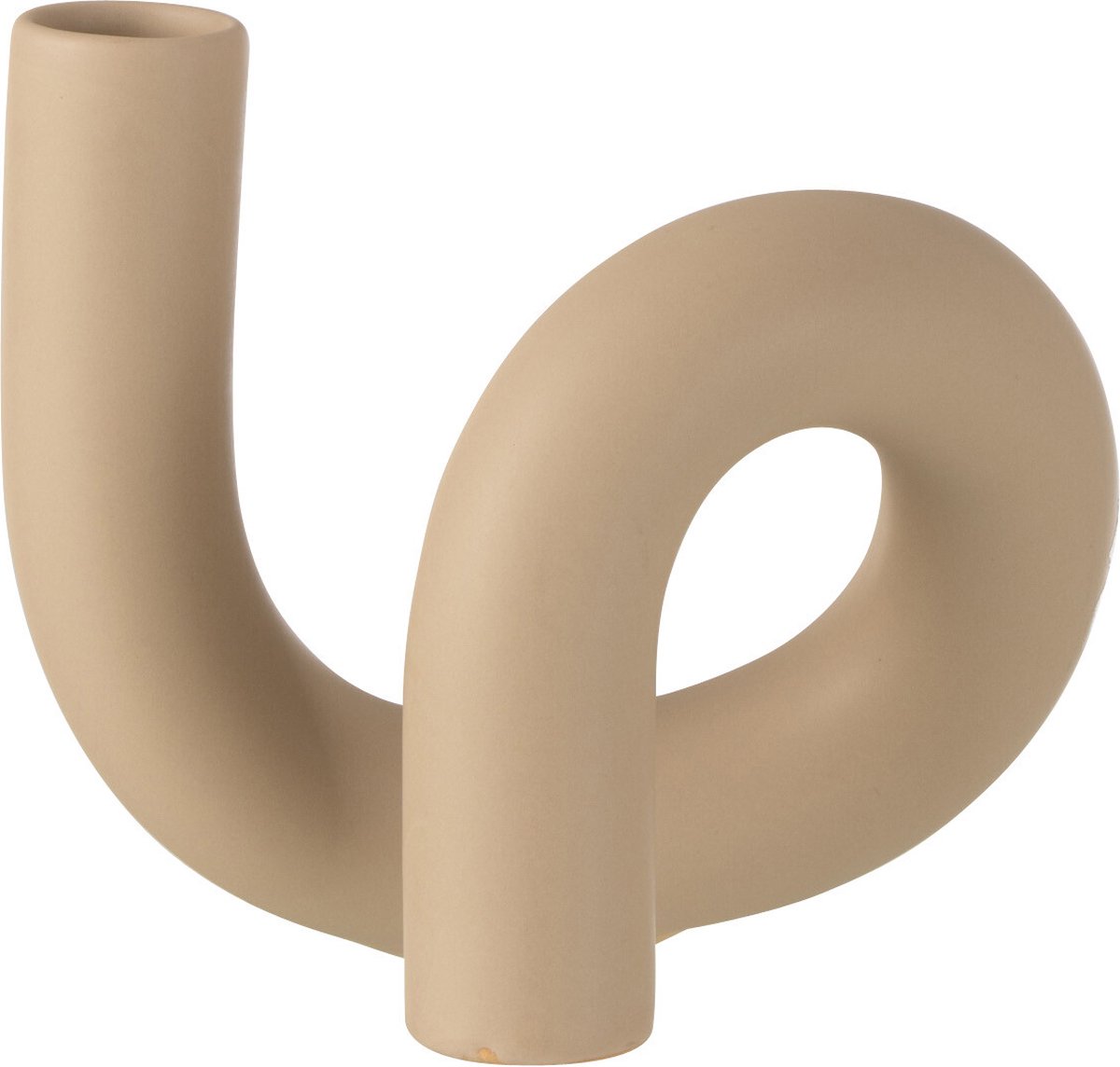 J-Line kaarsenhouder Torsie - keramiek - beige Beige - 1 kaars