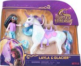 Unicorn Academy - Layla & Glacier met 2 rijaccessoires en borstel - Speelfigurenset