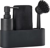 Zone Denmark Singles Afwasset 22 x 6,7 x 19 cm 4 stuks Black - vaatwasserbestendig- met afwasborstel en zeepdispenser - afwas set