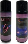 Twee flessen STHER Silicone Lubricant, één met label en één met informatie in het Nederlands, Engels en Duits.