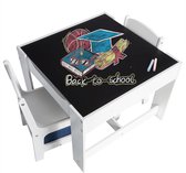 Gran Vida® - Table pour enfants avec 2 Chaises - Planche de jeu et de dessin pour les tout-petits - Tableau noir - Espace de rangement inclus - Meubles pour enfants