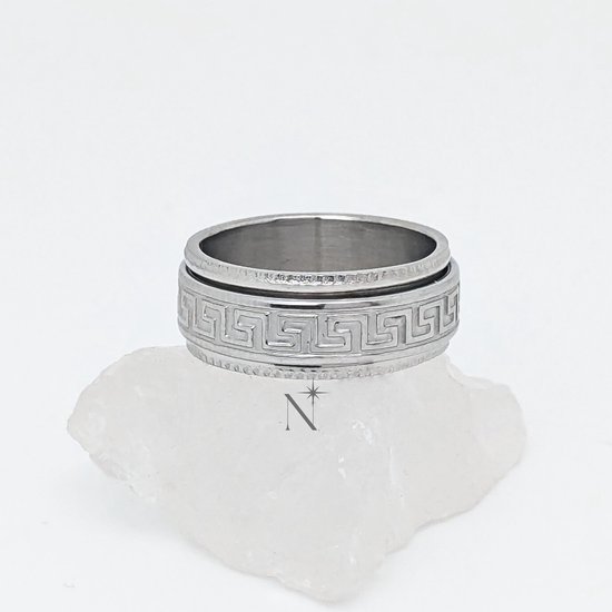 Luminora Zeus Ring Zilver - Fidget Ring Grieks - Anxiety Ring - Stress Ring - Anti Stress Ring - Spinner Ring - Spinning Ring - Draai Ring - Maat 55 | ⌀ 17.4 - RVS Ring - Stainless Steel Ring - Wellness Sieraden