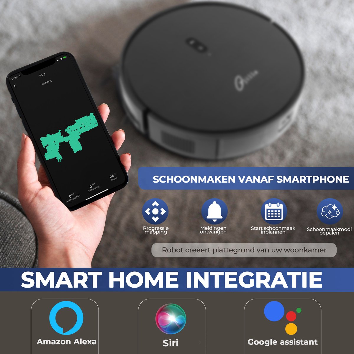 Tjilla C100 Robotstofzuiger Zwart met Dweilfunctie - afbeelding 3