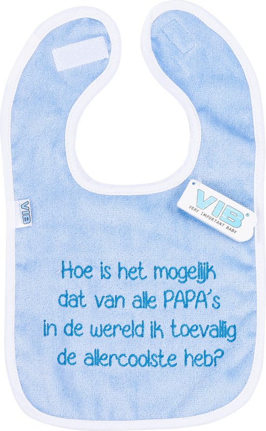 VIB® - Slabbetje Luxe velours - Hoe is het mogelijk dat van alle papa's (Blauw-Wit) - Babykleertjes - Slabbetjes - zwangerschap aankondiging - baby aankondiging van VIB® — afbeelding 2