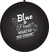 Ballon gender reveal zwart met blauwe confetti Boy - 60 cm Blauw