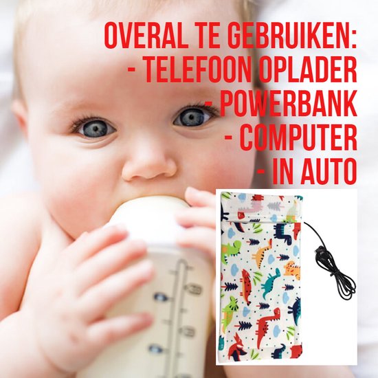Allernieuwste USB Baby Fles Warmer model Dinosaurus - Heater - Reisaccessoire - Draagbaar - Klittenband - Kleur van Allernieuwste — afbeelding 2