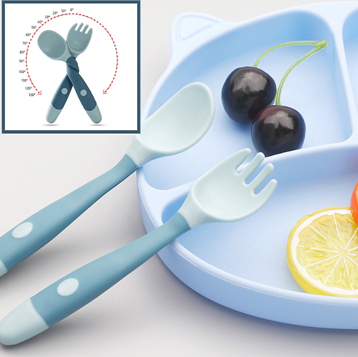 Goedkoopste Allernieuwste.nl® 2 Sets Van 3-DELIG Buigbaar Kinderbestek Buigbare Lepel en Vork Vaatwasserbestendig - BPA Vrij - kleur PAARS
