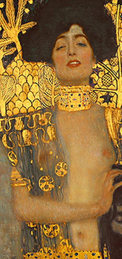 Allernieuwste.nl® Canvas Schilderij Gustav Klimt Judith En Holofernes of Judith I - Kunst - 60 x 120 cm - Goud Kleur