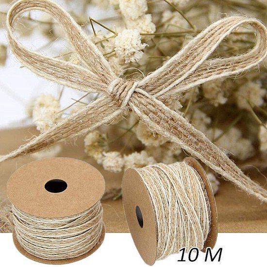 Ruban De Jute Naturel – 10 Mètres X 8 Cm | Chanvre Vintage, Toile De Jute | Pour Emballage Cadeau, Décoration, Bricolage, Mariage, Noël | Rouleau Unique - 5