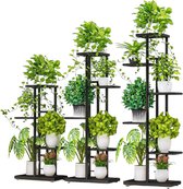 Luvlea plantenstandaard - Bloemenstandaard - Plantenrek - Plantentafel - Bloemenrek - Bloementafel - Plantenhouder - Metaal zwart - 6 lagen - Voor 7 planten - 42x22x106cm