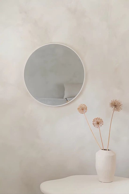 Nordic Style® Wandspiegel 60x60cm | Mat Wit | Scandinavische Spiegels | Cirkel | Wandspiegel | Badkamerspiegel | Gangspiegel