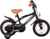 AMIGO BMX Jump Boys Vélo 12 pouces - Vélo pour enfants de 2 à 4 ans - 90-105 cm - Avec Roues d'entraînement - Zwart/ Wit