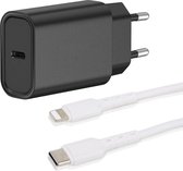 USB C Adapter - Snellader Geschikt voor iPhone en iPad - PVC Materiaal - 1 Meter - Oplaadkabel Wit - GaN Oplader - 30W Vermogen - Incl. Lightning Kabel - Stekkerblok - Zwart