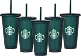 Starbucks Beker - Drinkbeker - Met Rietje en Deksel - Herbruikbaar- ijskoffie beker- Milkshake beker