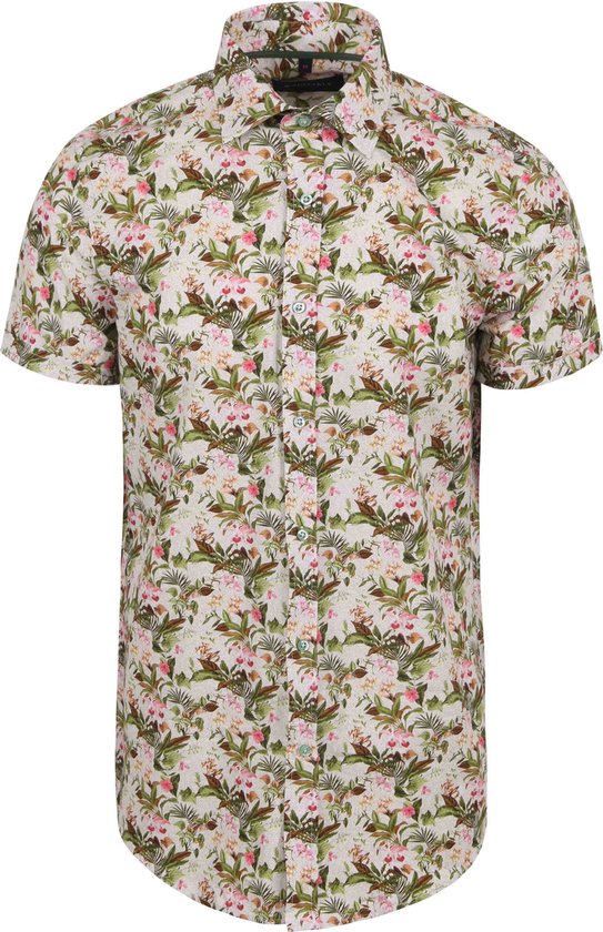 Suitable - Short Sleeve Overhemd Print Jungle Groen - Heren - Regular-fit