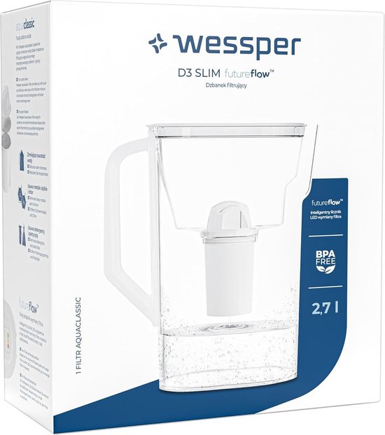 Brita Filter Classic Wessper Waterfilterkan Met Filterpatroon 2,7 Liter, Past In De Compatibel Met Brita Classic Brita Glass