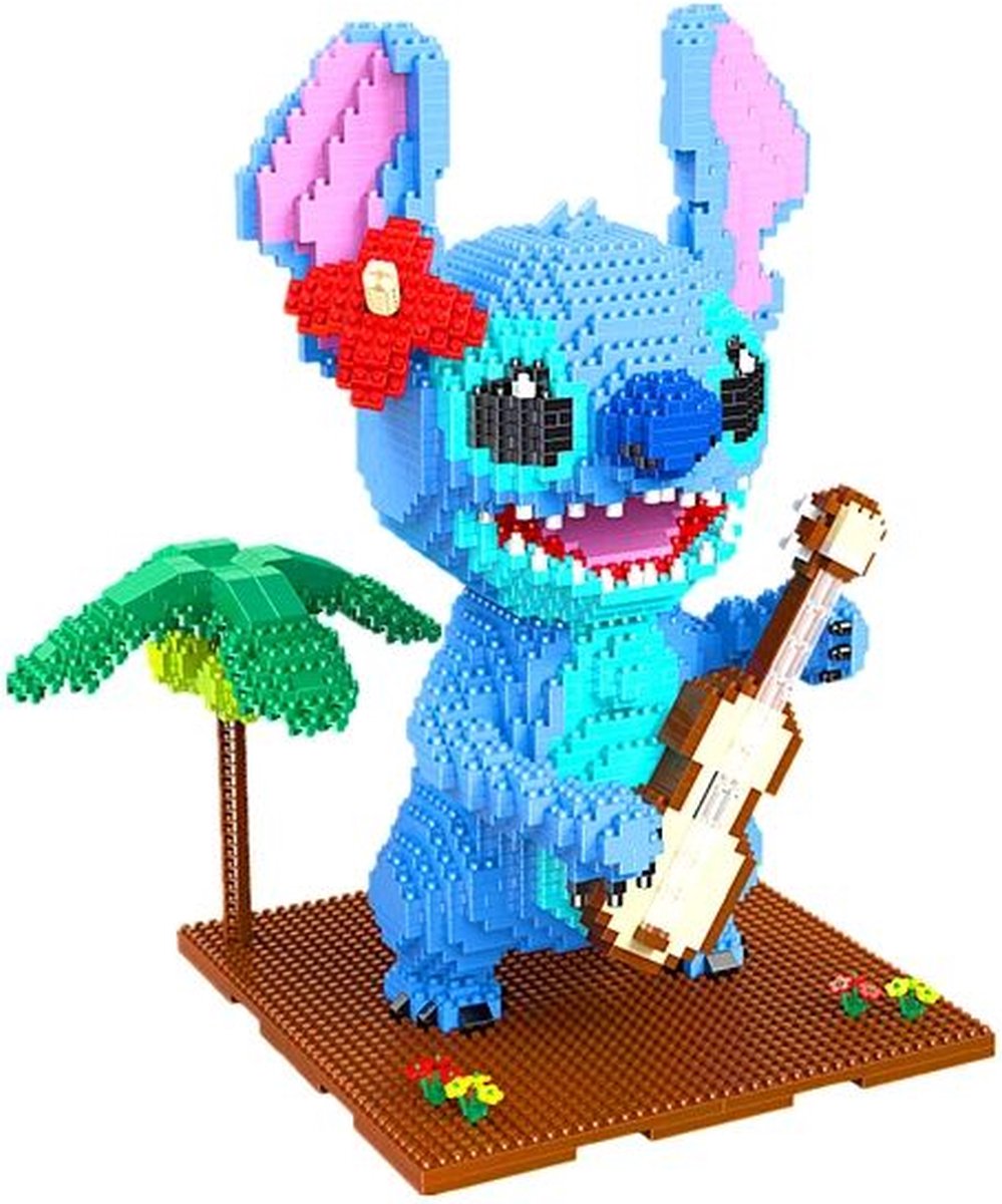 BonBonVibes Lillo en Stit Blauw Beestje met Gitaar Bouwstenen Bouwpakket Speelgoed van Blauw Beestje Puzzel 2570 Stuks Blauw Beestje Puzzel Blauw Beestje Puzzel voor Kinderen Blauw Beestje Bouwstenen Constructiespeelgoed