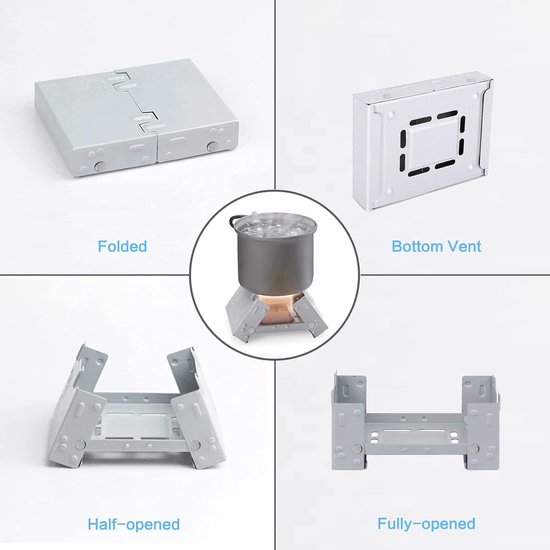 Foldable Thickened Solid Alcohol Fuel Camping Stove - Mini Oven for Solo Camping, Hiking, Picnic, BBQ — afbeelding 2