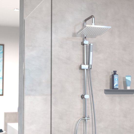 EVERSTEIN Système De Douche à Pluie à 3 Fonctions DualjetSpa, Pommes De Douche Doubles Avec Barre Coulissante Et Douchette A Main Eebs1038