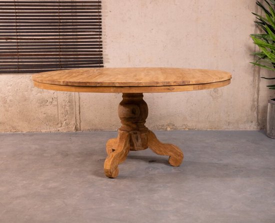 Ronde Eettafel Teakhout met Bolpoot Bali-Ø130 cm