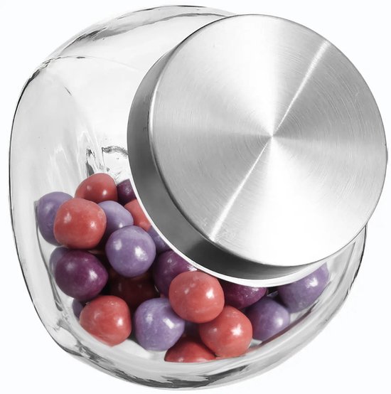 Snoeppot/voorraadpot glas met RVS deksel - 650 ml - Voorraadpotten met luchtdichte sluiting