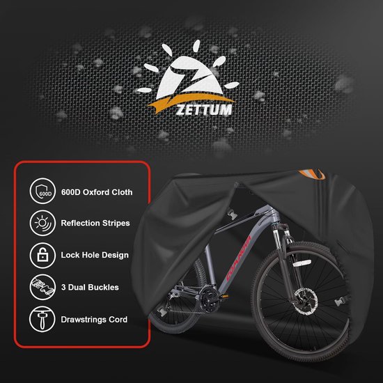 Zettum Fietshoes voor 1 fiets, fietsgarage voor opslag buiten, waterdicht, outdoor en heavy duty, 600D PU-coating, regenbescherming