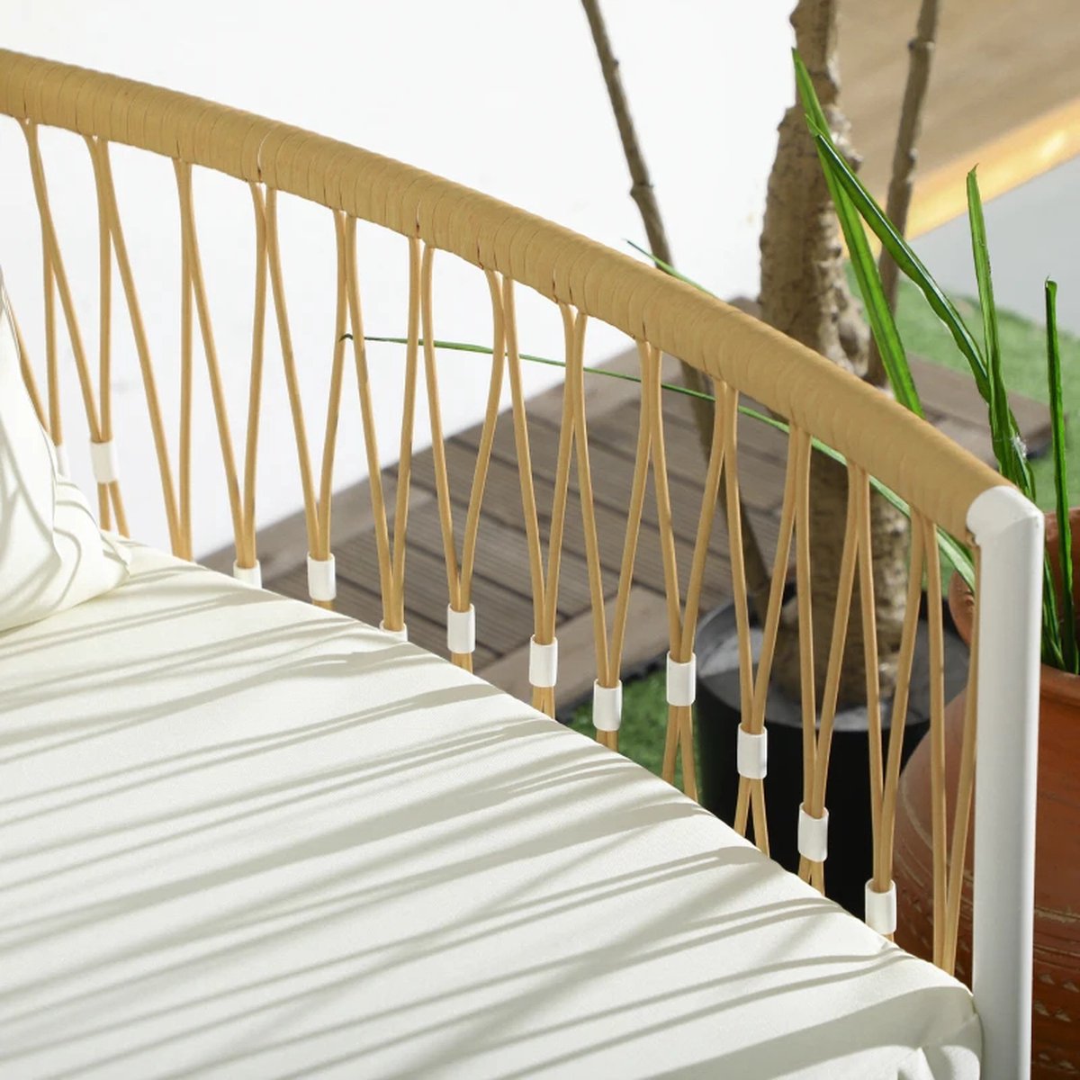 Balkonset 2 personen - Tuinset - Bistroset - Creme - 3 delig - Tuintafel en 2 stoelen - 2 personen - Gecoat staal - Onderhoudsvrij staal – foto 6